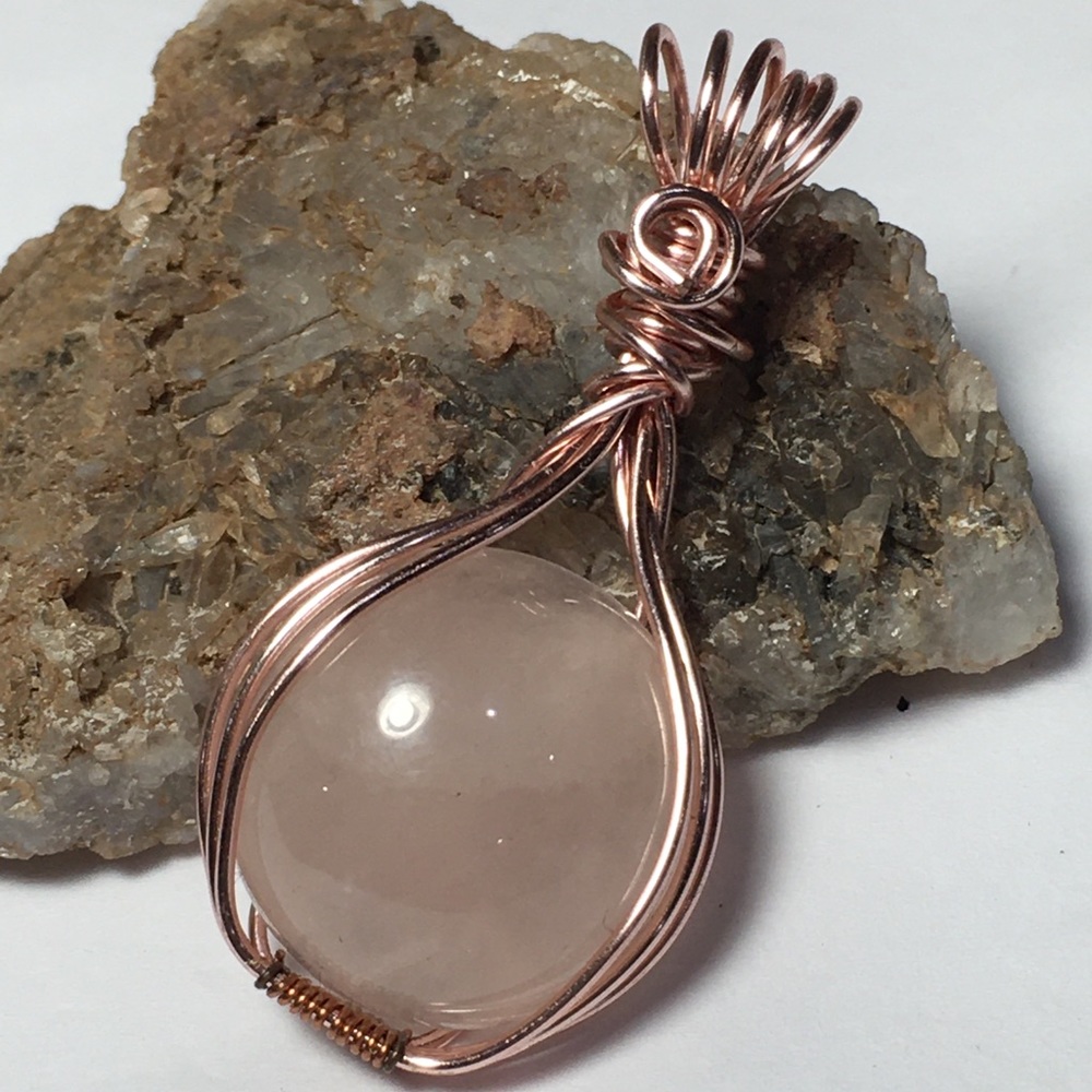 Serenity peace and love rose quartz pendant